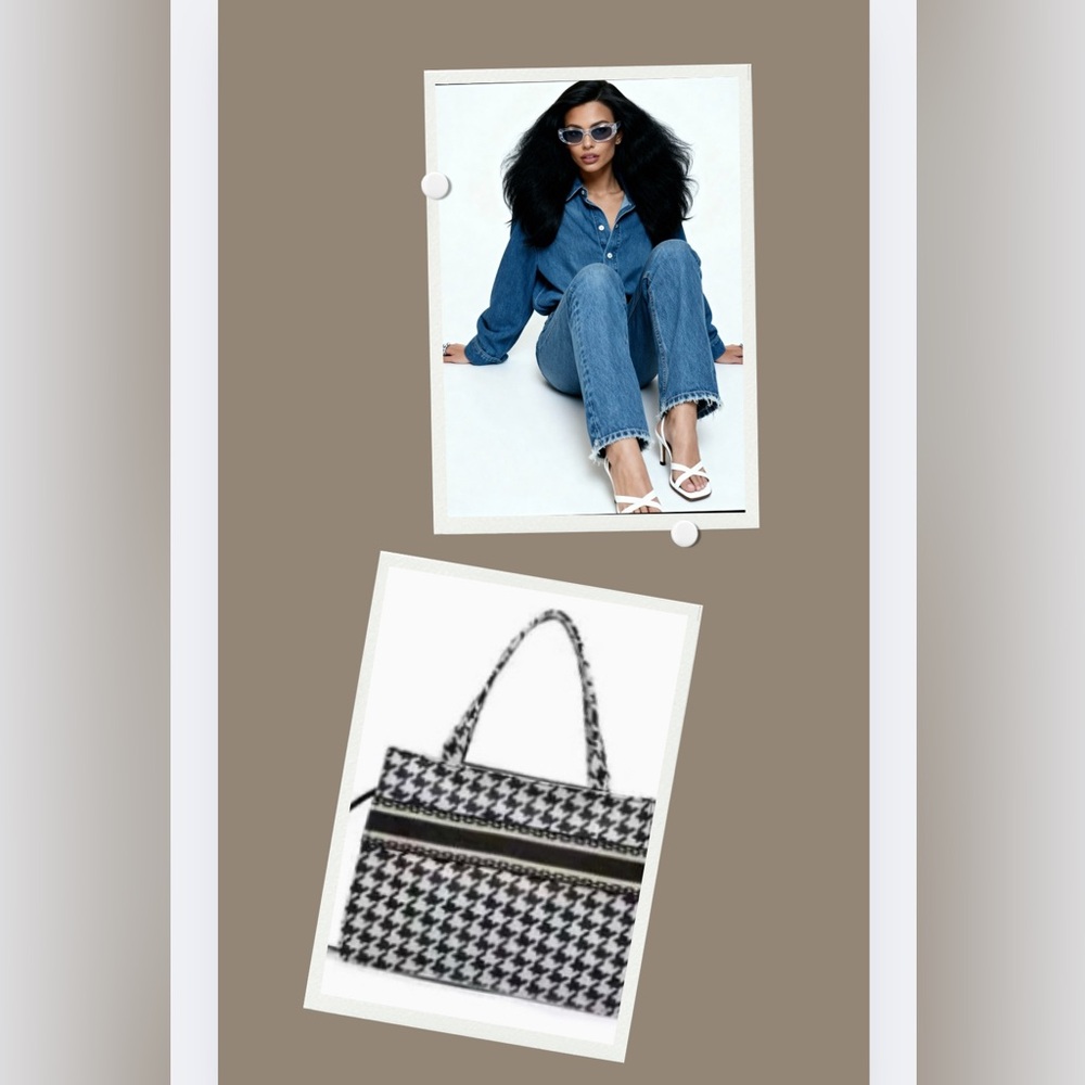 Houndstooth Pattern Square Mini Bag - image 1